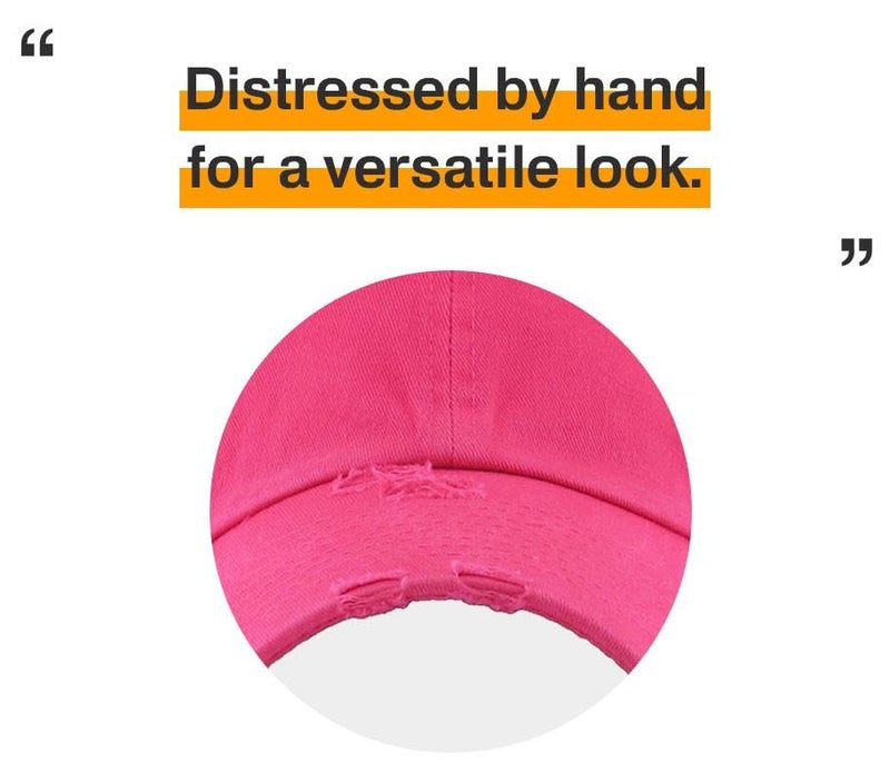 KBETHOS KBE-VINTAGE HPK Vintage Washed Cotton Baseball Cap, Hot Pink - Image 5